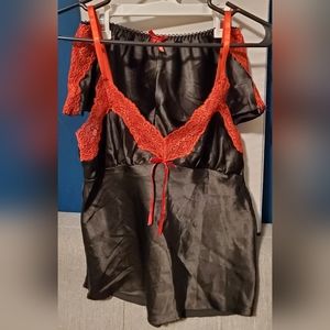 *NWOT* PJ Tank & Shorts Set, Black and Red